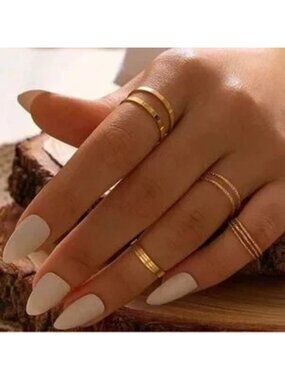 Gold Ring Set 10pc Minimalist Stackable Rings Thin Bands Knuckle Midi Rings